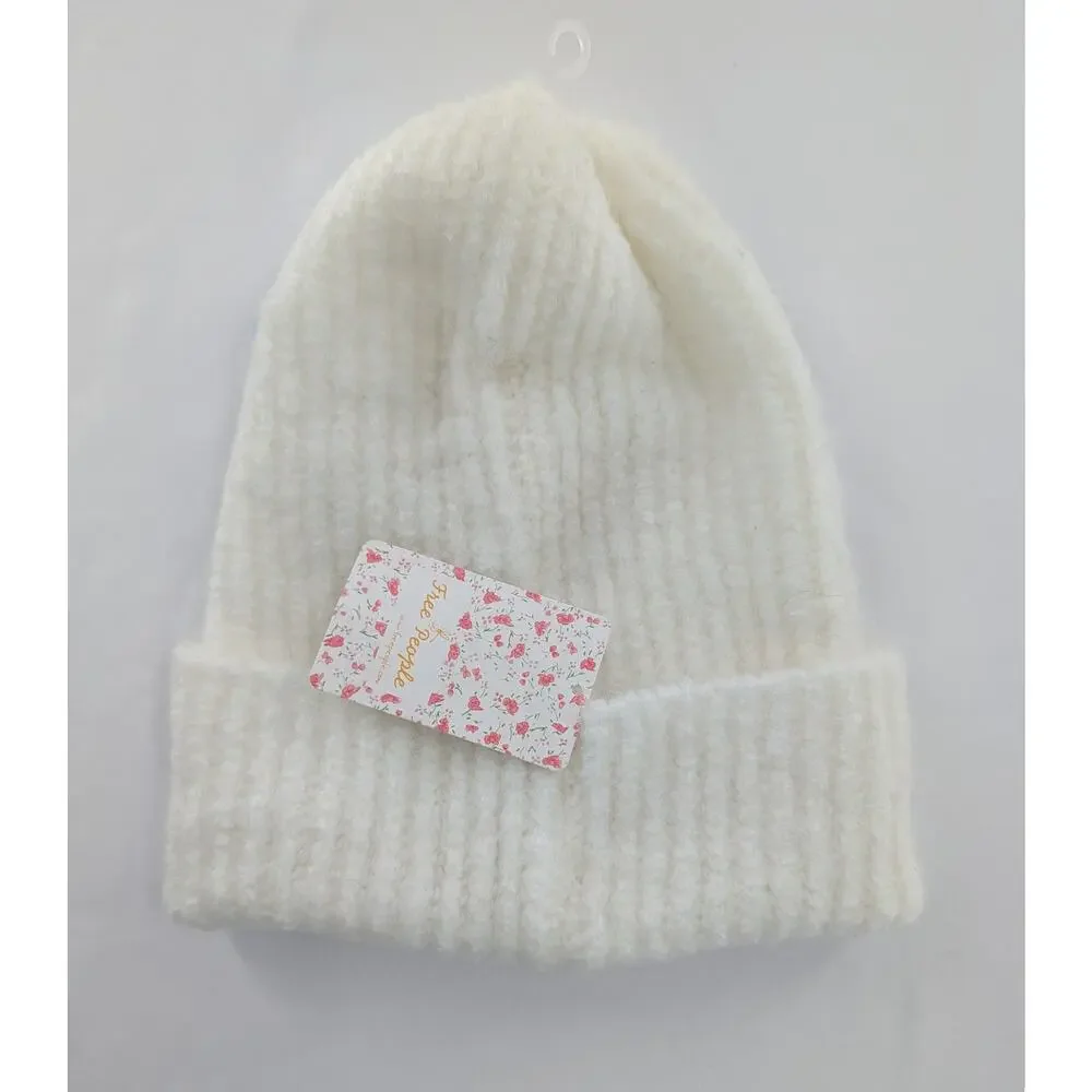Free People Ivory Knit Beanie Winter Cozy Soft Hat One Size - Picture 3 of 7